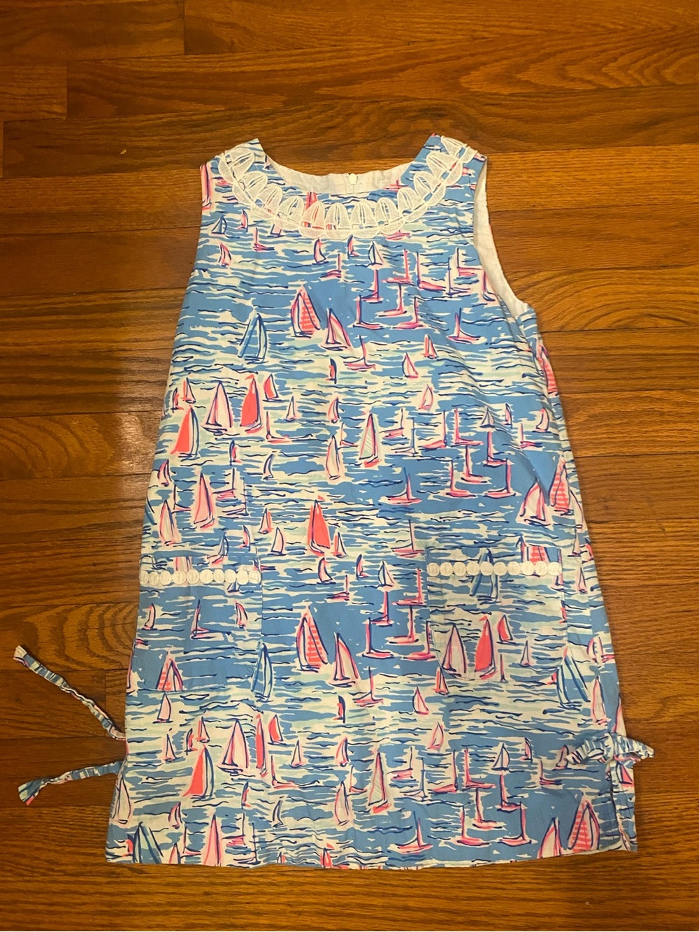Lily Pulitzer Girls Nautical Sailboat Shift Dress in Blue and Pink